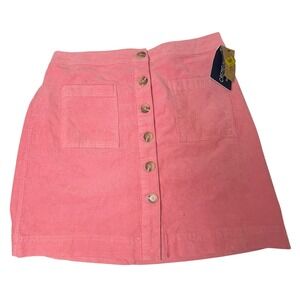 Cremiuex Pink Corduroy Button Front‎ Pocket A-Line Mini Skirt Size 14